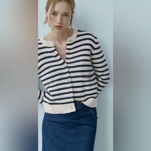 ZARA Striped Knit Cardigan (S)